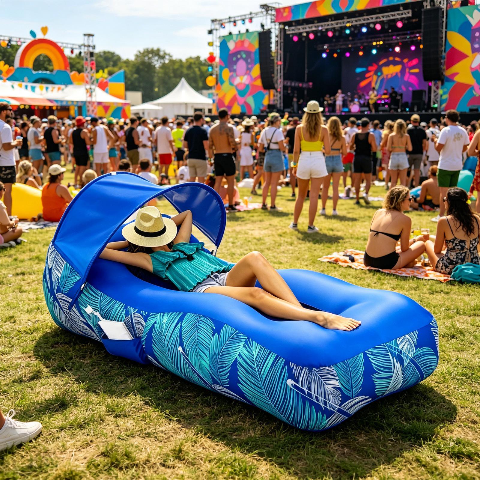Inflatable Lounger with Sunsha - Pool Light Solar Rechargeable ulasan dan harga