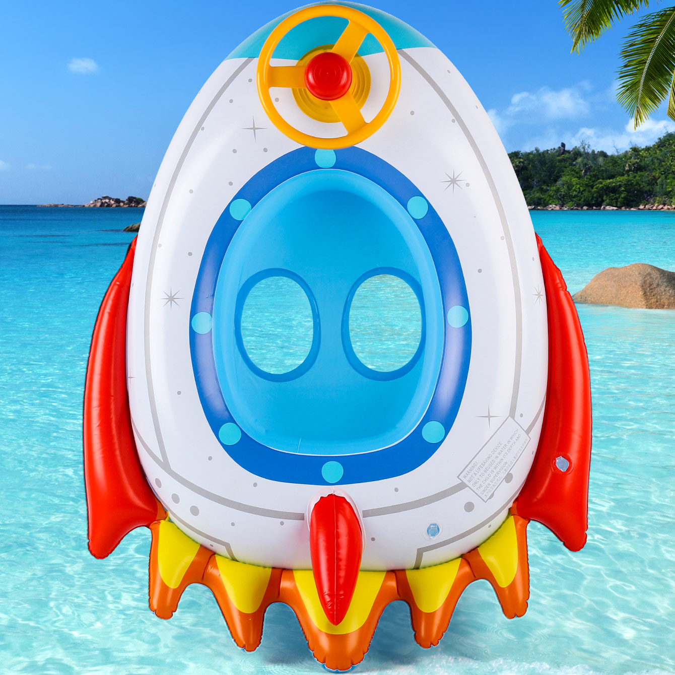 1PC Rocket-shaped Thickened In - Pool Float Ring Inflatable ulasan dan harga