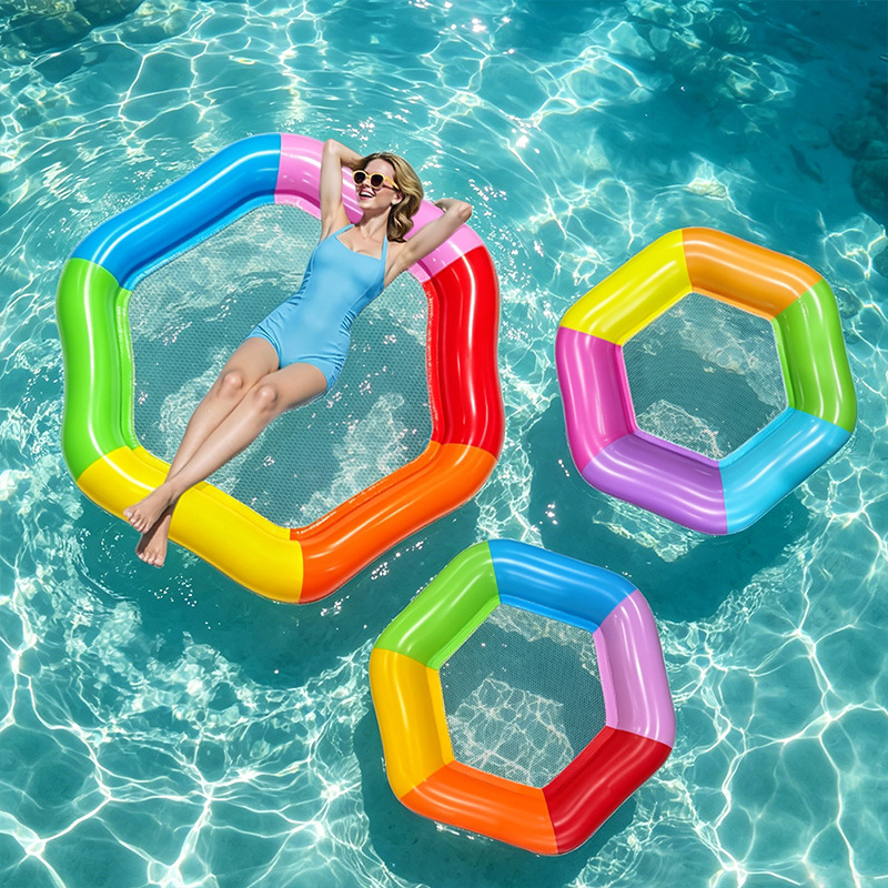 New Hexagon Colorful Inflatabl - Pool Lounger Inflatable ulasan dan harga