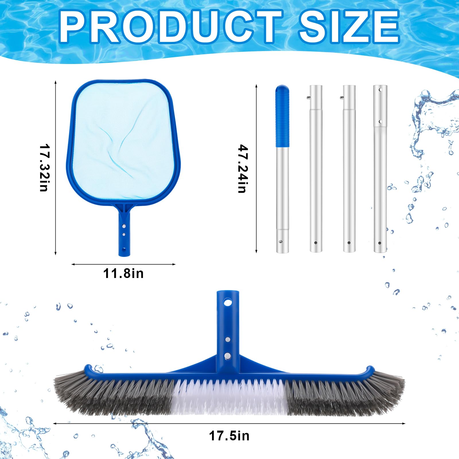 3 Pcs Pool Cleaning Kit with H - Pool Skimmer Net ulasan dan harga