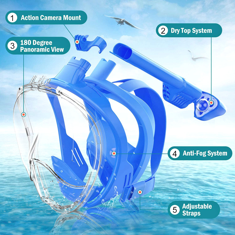 Kids Full Face Snorkel Mask Di - Snorkel Mask Full Face ulasan dan harga