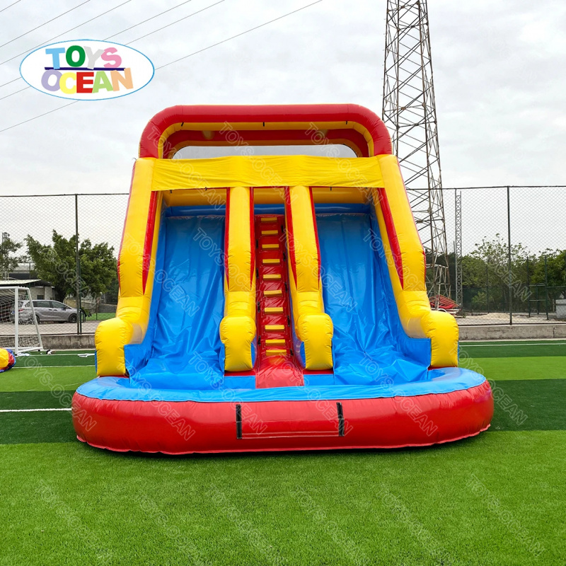 Red Yellow Blue Triple Lane In - Water Slide Inflatable ulasan dan harga